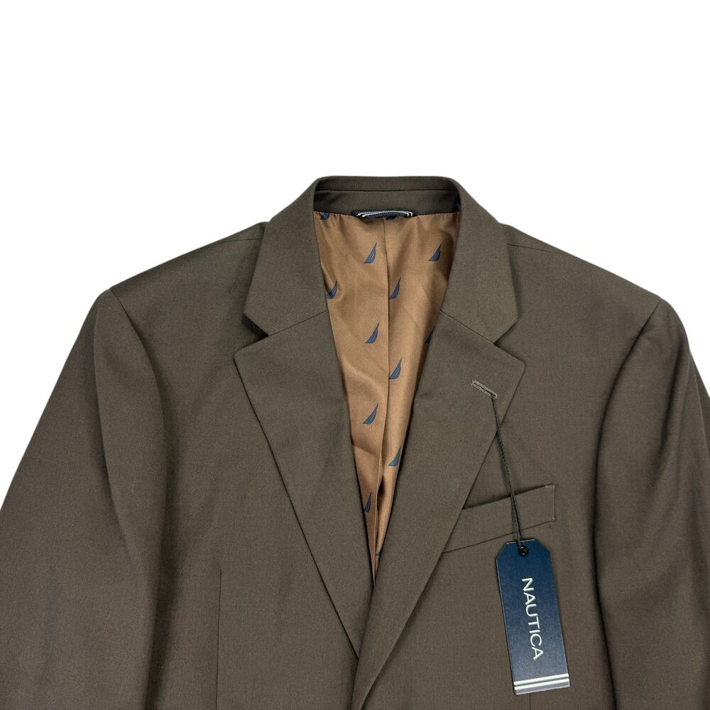 Nautica Mens 2-Piece Modern Fit Active Stretch Solid Suit Brown 36R 30W - Picture 3 of 14